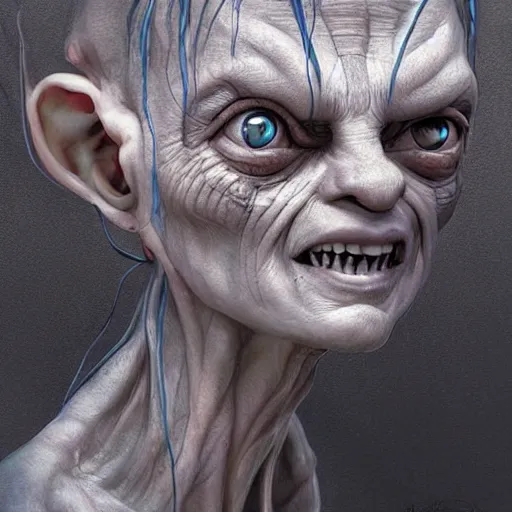 Image similar to concept art, angel gollum, artsation trending, highly detailed