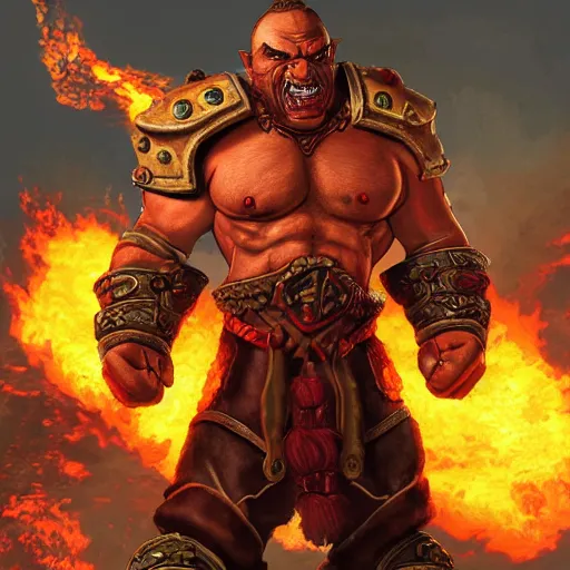 Prompt: garrosh hellscream burning down stormwind gta v cover art