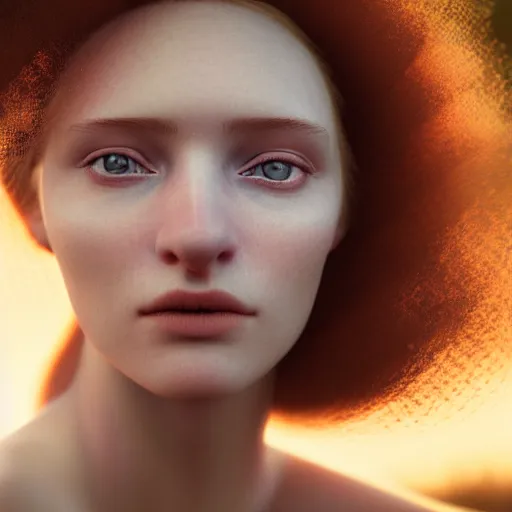 Image similar to photographic portrait of a stunningly beautiful english renaissance female in soft dreamy light at sunset, frozen forest, soft focus, contemporary fashion shoot, in a denis villeneuve and tim burton movie, by edward robert hughes, annie leibovitz and steve mccurry, david lazar, jimmy nelsson, extremely detailed, breathtaking, hyperrealistic, perfect face, octane render