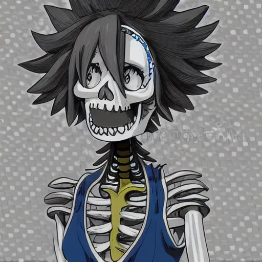 Prompt: manga fine details portrait of joyful skull girl, floeers in hair, marge simpson, skeleton. anime masterpiece by studio ghibli. 8 k render, sharp high quality anime illustration in style of ghibli, artstation