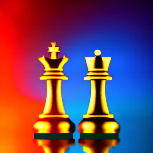 Image similar to two chess pieces hitting each other ultra realistic, lens flare, atmosphere, glow, detailed, intricate, full of colour, cinematic lighting, trending on artstation, 4 k, hyperrealistic, focused, extreme details, unreal engine 5, cinematic, masterpiece, ultra realistic, hyper realistic, highly detailed, sharp focus, digital art