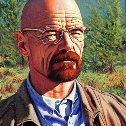 Image similar to Walter White as a painter, artwork by Earl Norem,