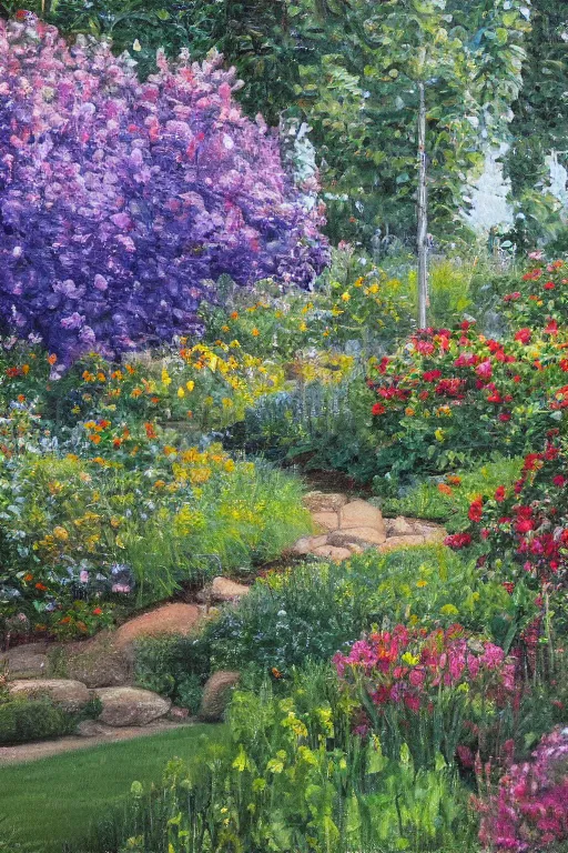 Prompt: mcgovern centennial gardens, oil on canvas, intricate, landscape, 8 k highly professionally detailed, hdr, cgsociety