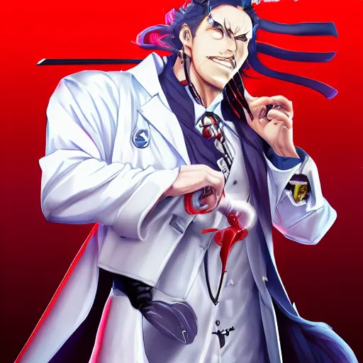 Image similar to portrait of alucard as a dna surgeon, anime fantasy illustration by tomoyuki yamasaki, kyoto studio, madhouse, ufotable, trending on artstation