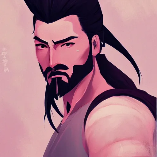 Image similar to a portrait of hanzo from overwatch, by anato finnstark, by alena aenami, by john harris, by ross tran, by wlop, by andreas rocha