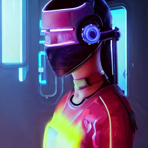 Image similar to movie still of stylized ninja - cyberpunk girl, wearing techwear with neon lights and armor, complementary colors, beautiful realistic face, highly detailed, digital painting, artstation, concept art, smooth, sharp focus, illustration, art by artgerm, by greg rutkowski, by jeremy mann, by francoise nielly, oil painting