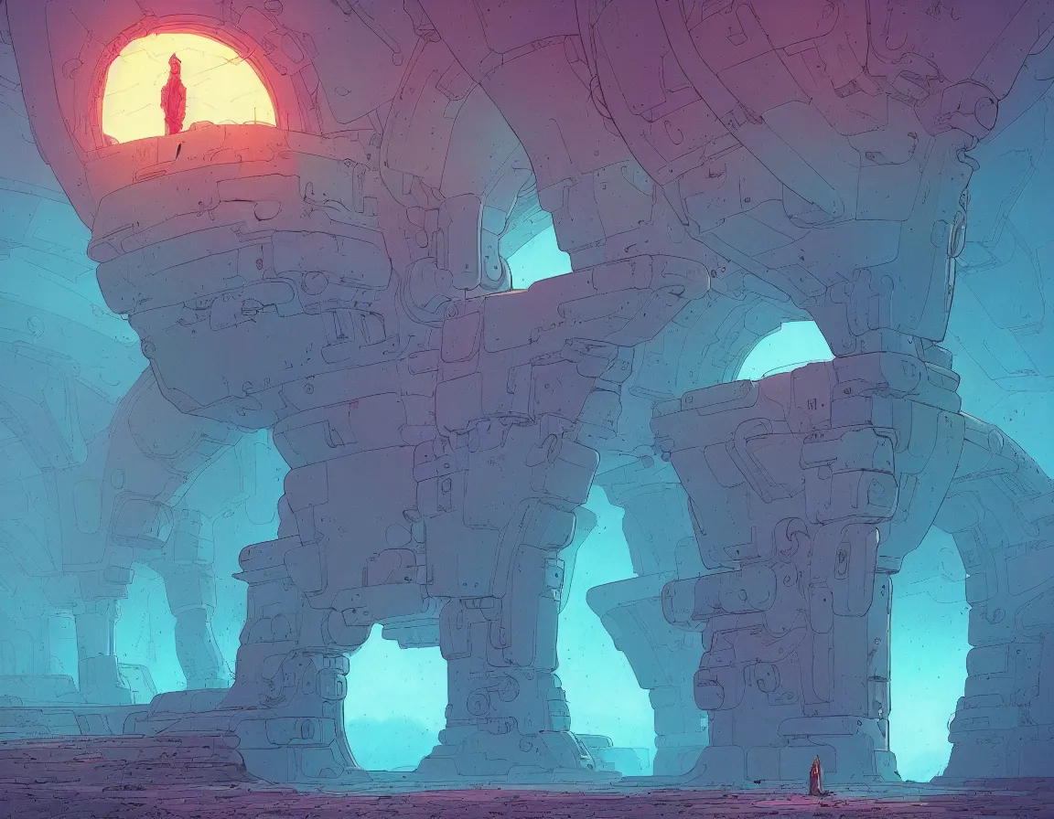 Image similar to a portal to nowhere in style of john harris and kilian eng by moebius, atmospheric, line art, cinematic