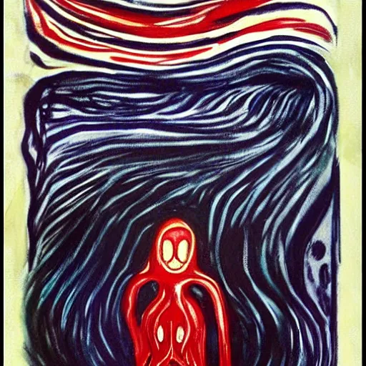 Image similar to lovecraftian horror by edvard munch