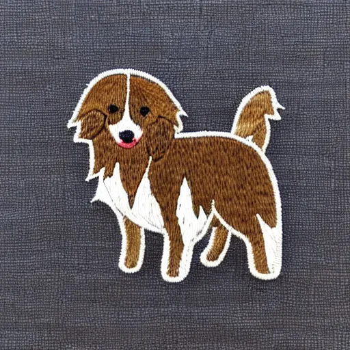 Prompt: embroidery patch of a shetland sheepdog