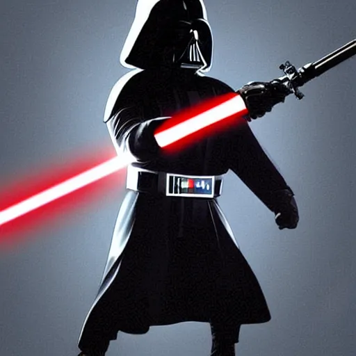 Prompt: putin vs darth vader lightsaber battle digital art