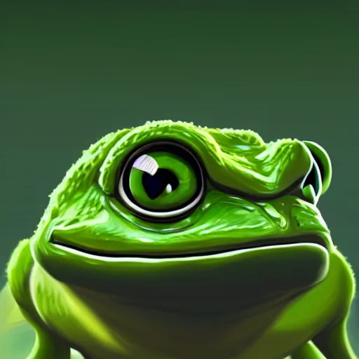 Image similar to cute pepe anthro green frog, ultra realistic, photorealistic fantasy illustration, award winning 8 k