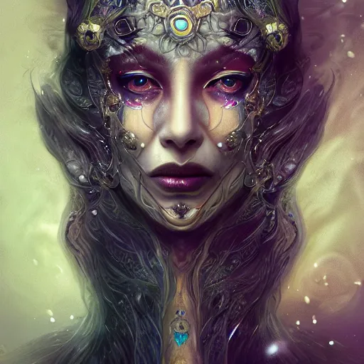 Image similar to a WLOP 3d render of very very highly detailed mystic, enigmatic, strange portrait of a phantom warrior with galaxy, tattoos by Anna Dittmann, intricate, extremely detailed, digital painting, artstation, concept art, smooth, sharp focus, illustration, intimidating lighting, incredible art,