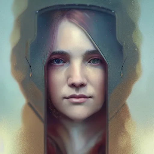 Image similar to Beautiful aesthetically pleasing female oracle of Delphi portrait, face centered portrait, Confident, fog, rain, volumetric lighting, beautiful, golden hour, sharp focus, ultra detailed, conceptartworld by Leesha Hannigan, Ross Tran, Thierry Doizon, Kai Carpenter, Ignacio Fernández Ríos