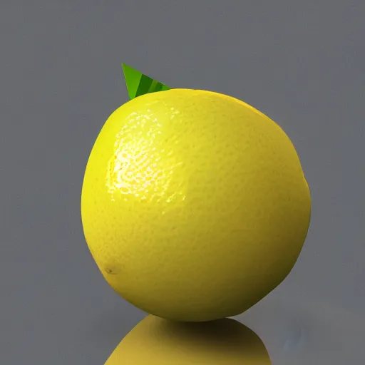 Image similar to a high quality render of a low poly lemon,