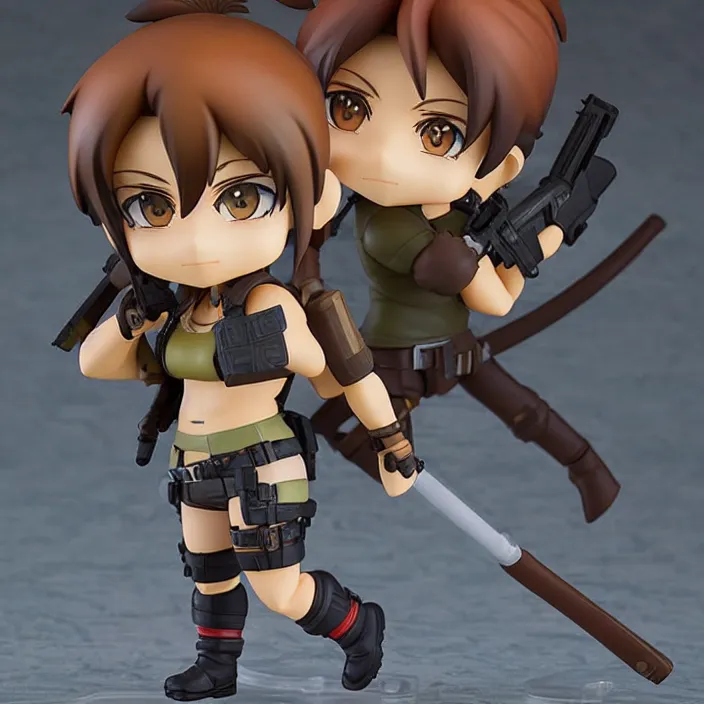 Image similar to lara croft, an anime nendoroid of lara croft, figurine, detailed product photo.