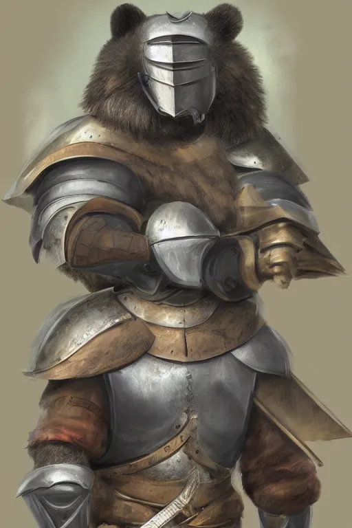 Image similar to a matte painting portrait of a medieval bear knight