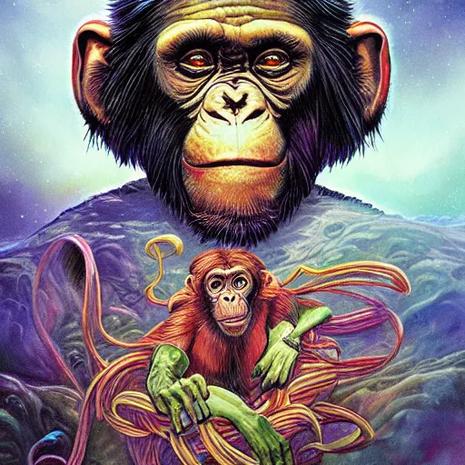 Image similar to psychedelia man disguised as a chimpanzee jean sebastien rossbach jeff easley jen bartel staedtler