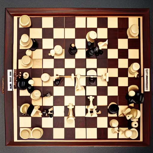 Prompt: Chess board from top view