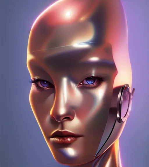 Image similar to portrait of female chrome robot by hagime sorayama realistic, professionally, professionally color graded, intricate, elegant, highly detailed, centered, digital painting, artstation, concept art, smooth, sharp focus, illustration,