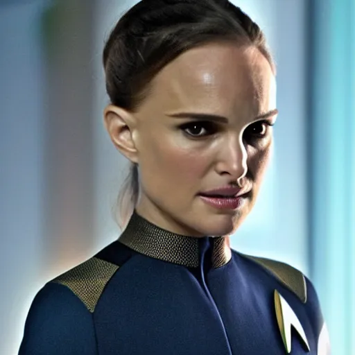 Prompt: Natalie Portman in Star Trek, (EOS 5DS R, ISO100, f/8, 1/125, 84mm, Google Photos, prime lense)