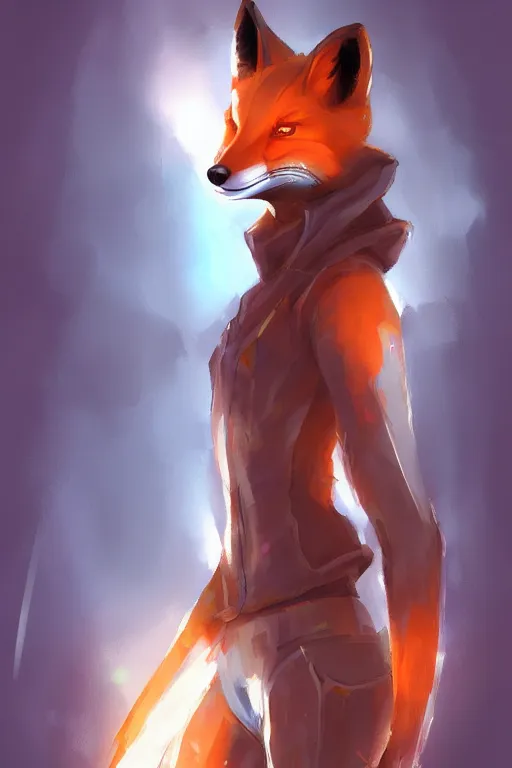 Image similar to a fox fursona, trending on artstation, by kawacy, furry art, digital art, cyberpunk, high quality, backlighting