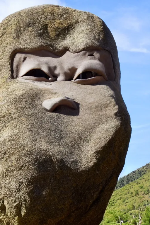 Prompt: dwayne the rock jonhson's face on a boulder as a tourist attraction