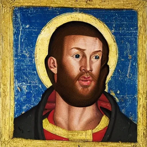 Image similar to chris evans, medieval painting,