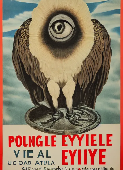 Image similar to vulture eye in 1940s propaganda poster, full hd,highly detailed