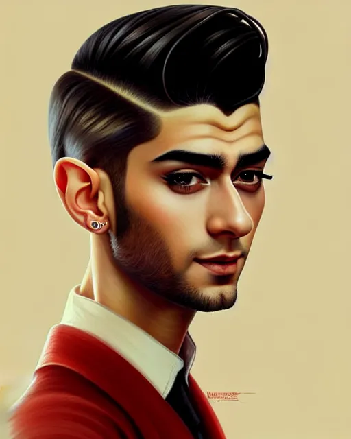 Image similar to stylized portrait formal pose, composition, zayn malik as an elf, pointy ears, realistic shaded, fine details, realistic shaded lighting poster by ilya kuvshinov, magali villeneuve, artgerm, jeremy lipkin and michael garmash and rob rey