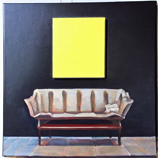 Image similar to oil painting, black square on canvas