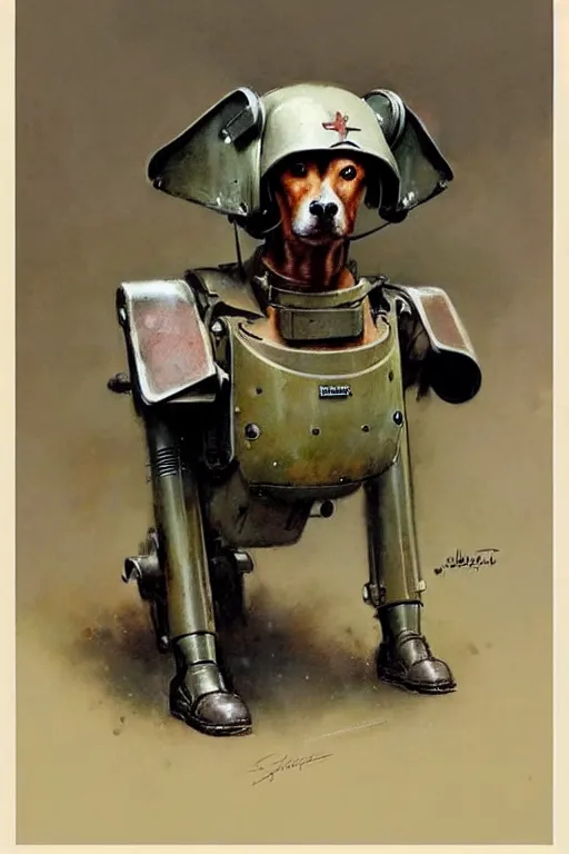 Image similar to (((((1950s retro military robot guard dog . muted colors.))))) by Jean-Baptiste Monge !!!!!!!!!!!!!!!!!!!!!!!!!!!