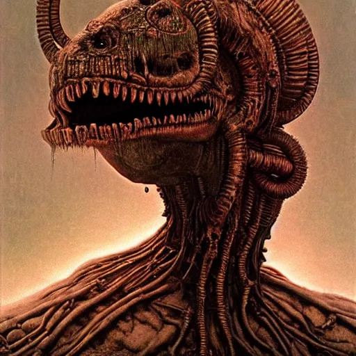 Image similar to space alien, slimy, glossy, sharp teeth, by h. r. giger, beksinski, nightmare fuel, nightmarish, intricate, highly detailed, optical illusion, stranger things demogorgon, volumetric lighting, flickering