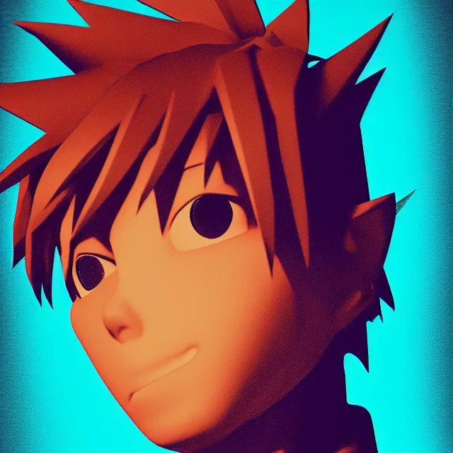 Prompt: ( ( dither ) ), 3 d portrait of sora from kingdom hearts, octane render, cinema 4 d, motion design, detailed, editorial illustration, halftone shaded, risograph, dynamic pose, rich heavy texture
