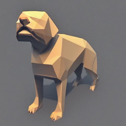 Prompt: a dog, low quality, 3 d render, low poly, sad