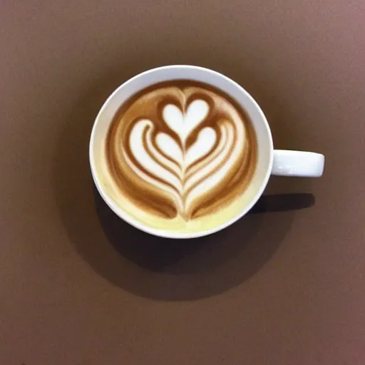 Image similar to mucha mocha latte barrista creamer art drawing on the top of the cappucinno froth