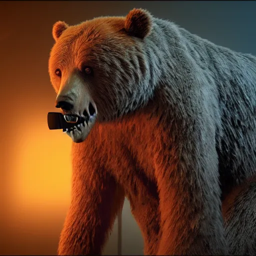 Image similar to scary ugly horror bear, 8 k, super detailed, octane render, vfx, super realistic, unreal engine 5, cinematic