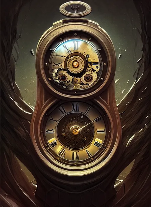 Prompt: a clock that's dysfunctional, elegant, sharp focus, illustration, highly detailed, digital painting, concept art, matte, art by wlop and artgerm and ivan shishkin and andrey shishkin, masterpiece
