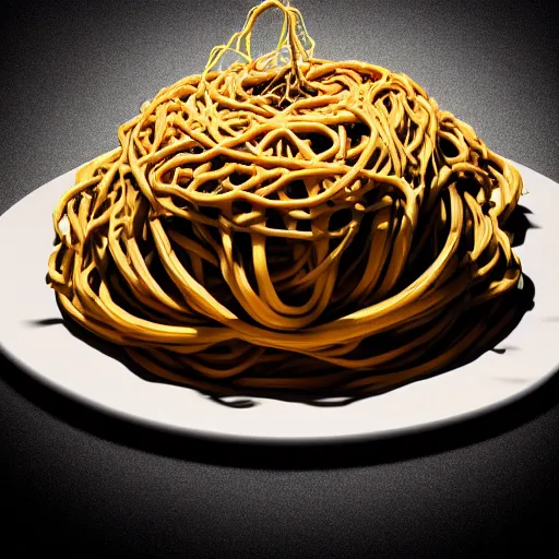 Image similar to hyperrealistic dslr film still of omnipotent flying spaghetti, pastafarianism, stunning 8 k octane comprehensive 3 d render, inspired by istvan sandorfi & greg rutkowski & unreal engine, perfect symmetry, dim volumetric cinematic lighting, extremely hyper - detailed, extremely lifelike attributes & lifelike texture, intricate, masterpiece, artstation, stunning