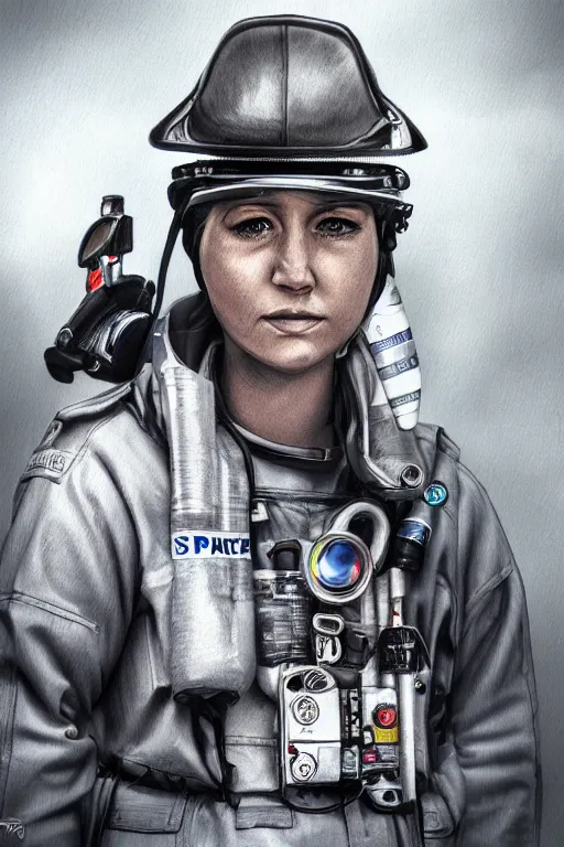 Image similar to paramedic, standing by ambulance, highly detailed, digital art, sharp focus, trending on art station