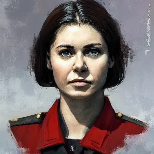 Prompt: portrait young soviet revolutionary leader nadezhda konstantinovna krupskaya, colourised, face portrait, epic, tragic, military art, fantasy, dieselpunk, hd shot, digital portrait, beautiful, artstation, comic style, by artgerm, guy denning, jakub rozalski, magali villeneuve and charlie bowater