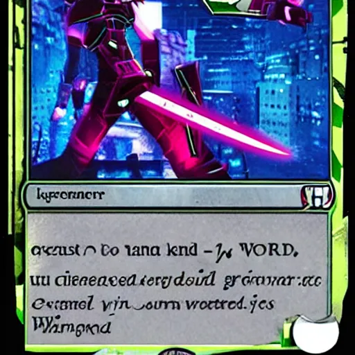 Image similar to cyber sword in MTG: Neon Kamigawa style