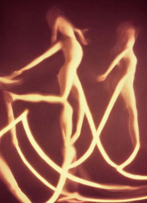 Prompt: symmetrical females ascending astral projection, strong glowing aura, motion blur, long exposure, film grain, cinematic lighting, experimental film, shot on 1 6 mm