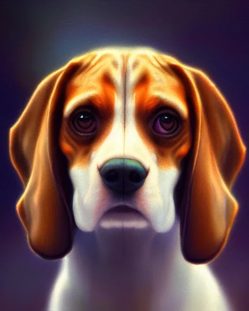 Prompt: cute beagle, perfect face, cinematic, stunning, adorable, highly detailed, psychedelic, digital painting, artstation, smooth, hard focus, illustration, art by jessica rossier and and brian froud