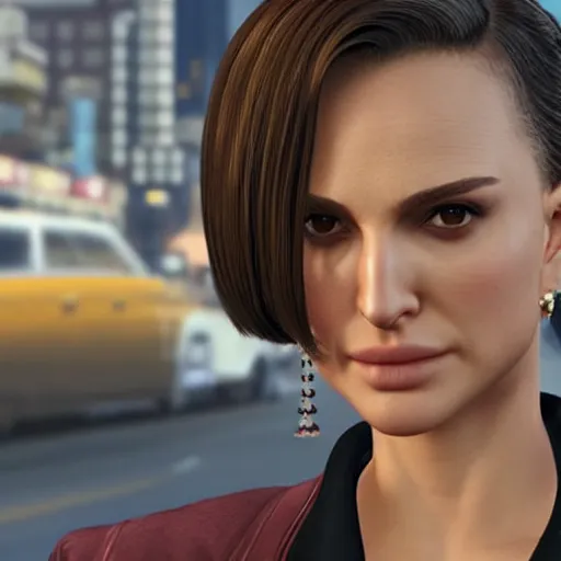 Image similar to natalie portman in yakuza 0, character render, full body shot, highly detailed, in game render