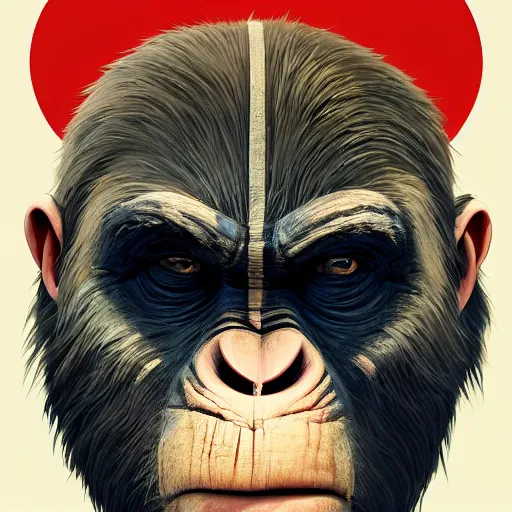 Prompt: face icon stylized minimalist war for the planet of the apes, loftis, cory behance hd by jesper ejsing, by rhads, makoto shinkai and lois van baarle, ilya kuvshinov, rossdraws global illumination