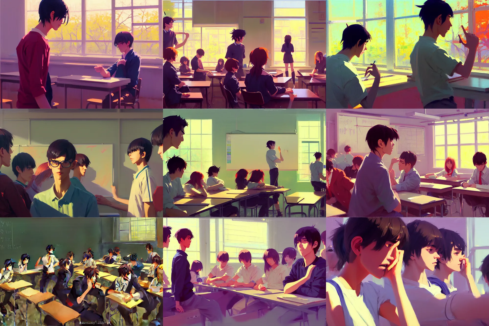 Premium AI Image  Anime Classroom Scene with Beautifully Detailed Art  Style and Group of Students Engaged in Learning