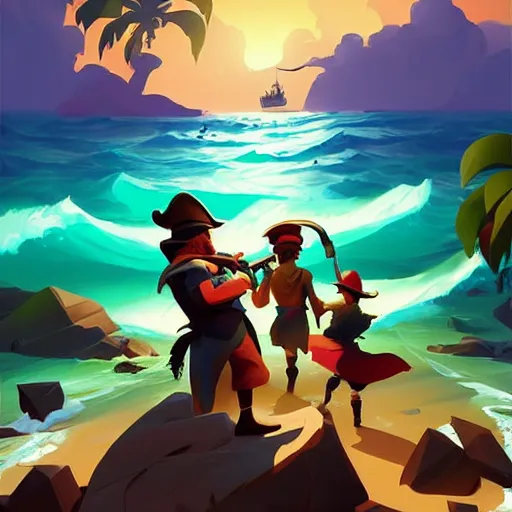 Image similar to painting treasure on sea of thieves game smooth median photoshop filter cutout vector, behance hd by jesper ejsing, by rhads, makoto shinkai and lois van baarle, ilya kuvshinov, rossdraws global illumination