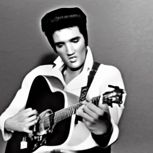 Image similar to Elvis recording his first tiktok video