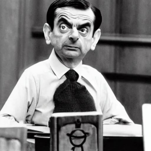 Image similar to mr bean on trial at the nuremberg trials