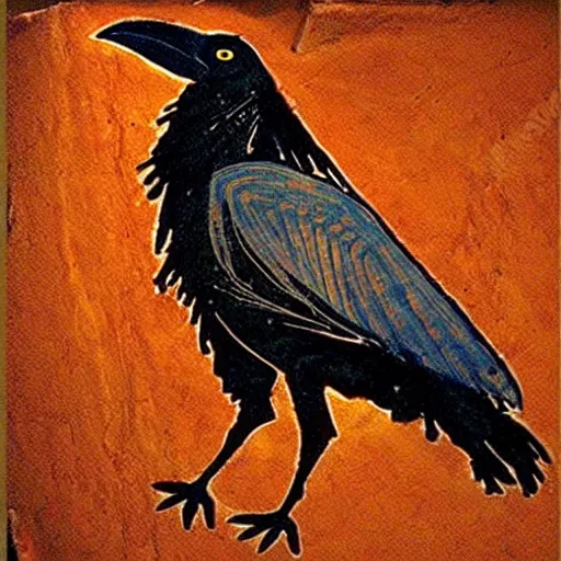 Image similar to shaman - raven, paleolithic cave art